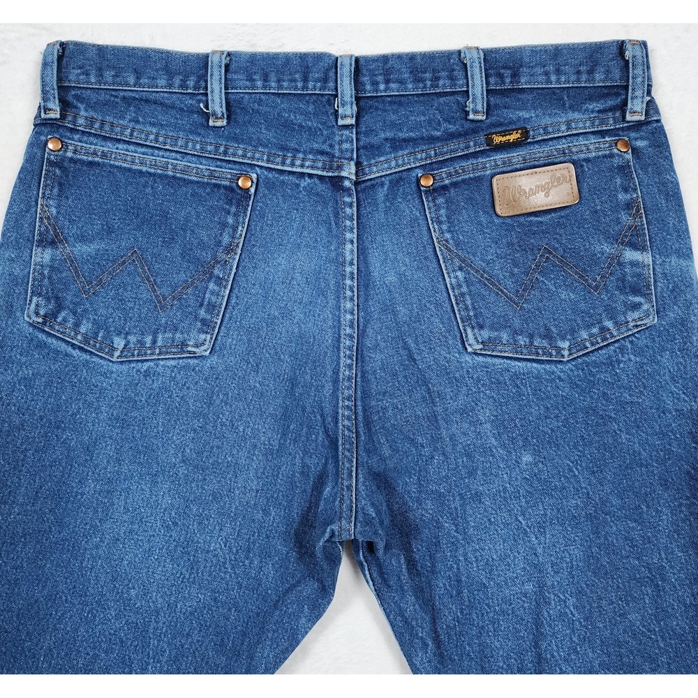 Wrangler 13MWZ Jeans Mens 38x31 Blue  Western Cowboy Cut Straight Leg Denim - Picture 3 of 13